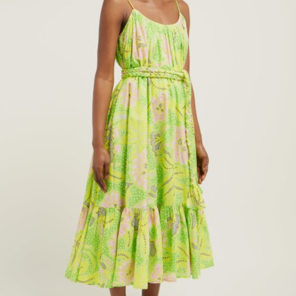 RHODE Resort Botanical Tropical Tiered Midi Dress